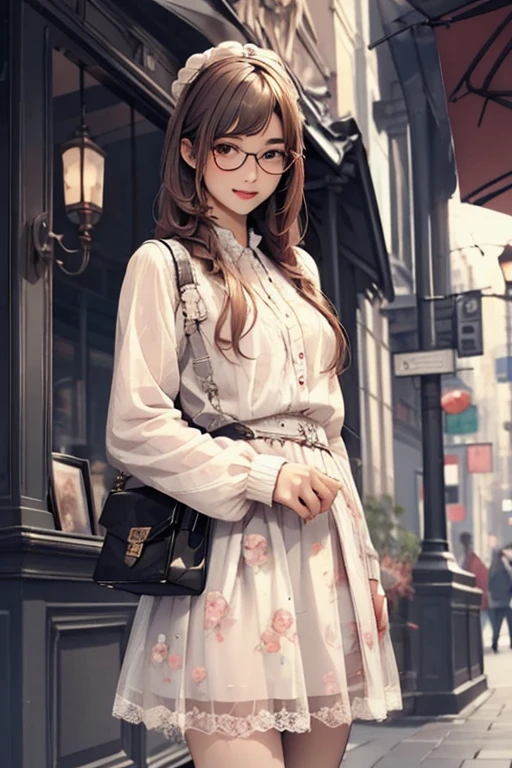 Highest quality、masterpiece、High sensitivity、High resolution、Detailed Description、Slender women、Glasses、Girly Fashion、