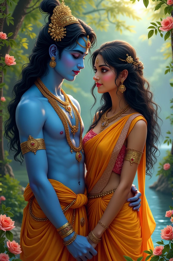 A photo with lord Krishna with beautiful girl her age 24 , her name sheetal