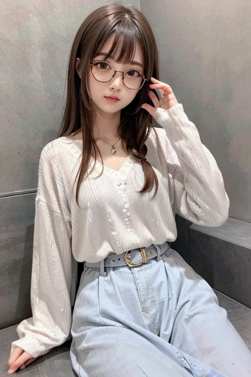 Highest quality、masterpiece、High sensitivity、High resolution、Detailed Description、Slender women、Glasses、Girly Fashion、