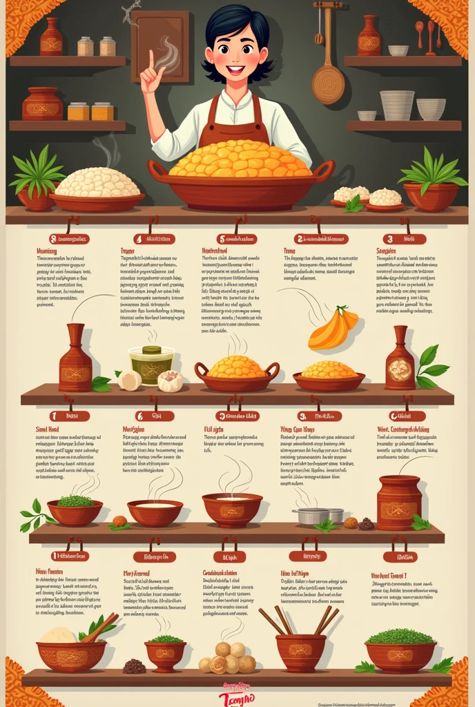I want a poster about infographics about complex procedural text on how to make tempeh, and make it in Indonesian.