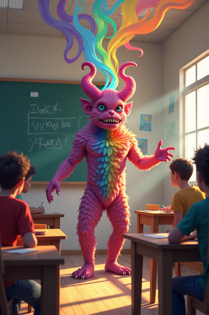 LGBT monster in school room whit students
