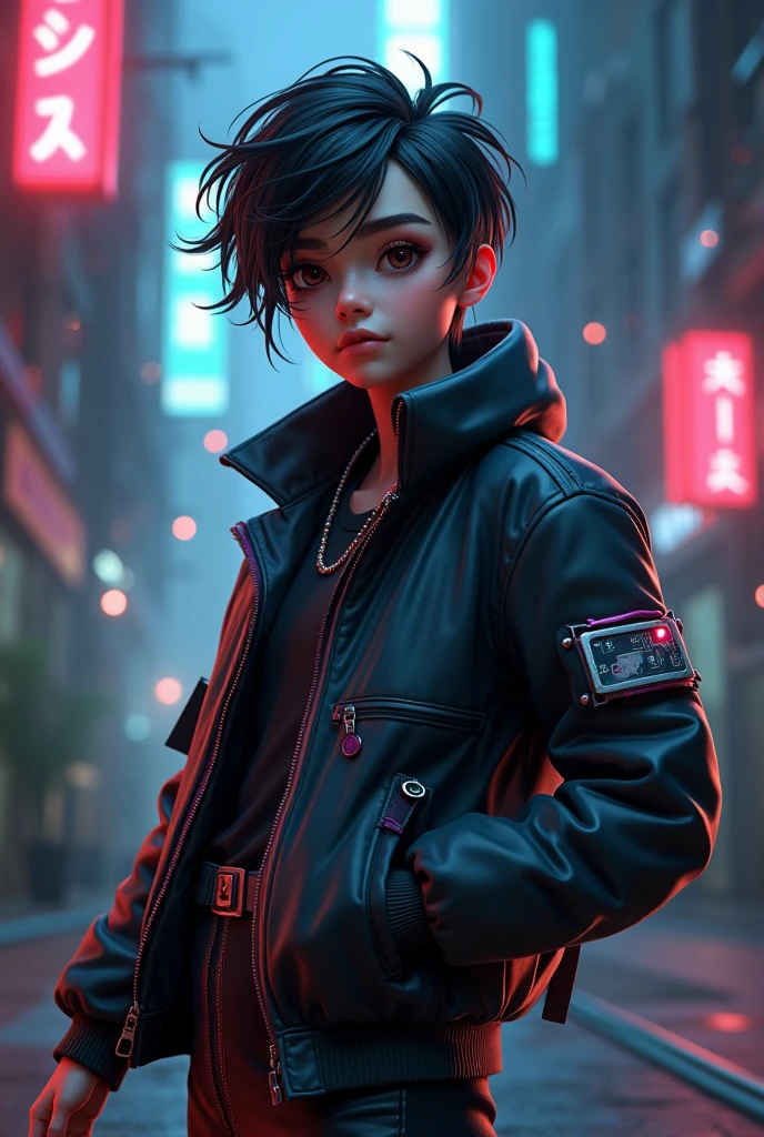 Ai avatar for you tube, attitudeo,1,cute,jacket of hacker type 