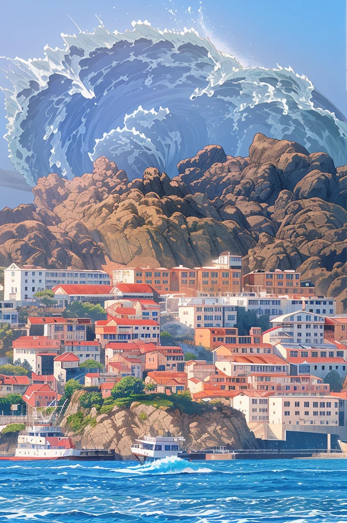 The sea surface is covered with waves