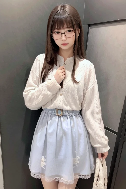 Highest quality、masterpiece、High sensitivity、High resolution、Detailed Description、Slender women、Glasses、Girly Fashion、