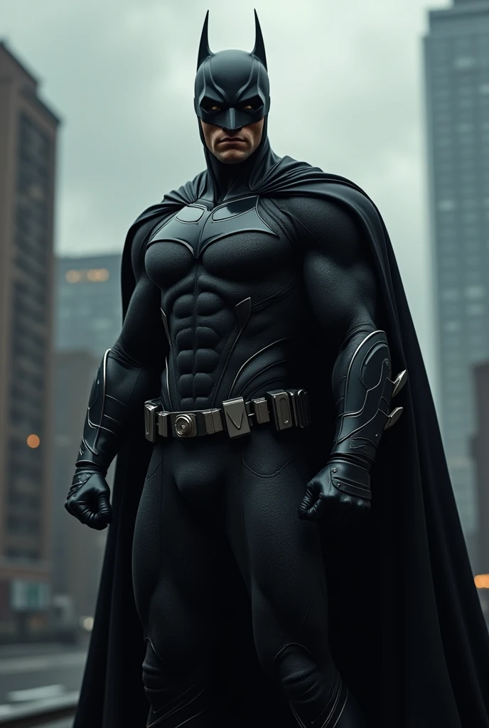 A superhero wearing dark and black costume