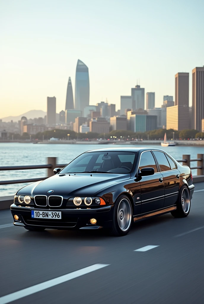 BMW e39 black color with number 10-BN-396 in Baku 