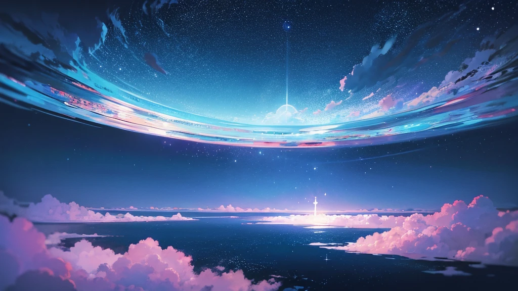 A dreamy, abstract scene of floating peacefully among the stars, representing a deep, tranquil sleep.