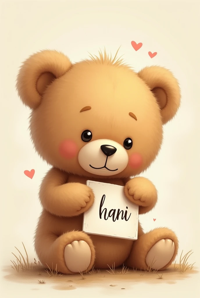 Create a picture of a teddy bear holding this name ساکشی in his hand
