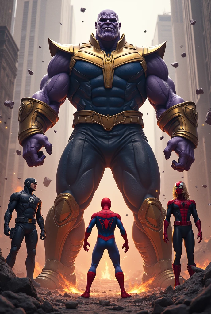 Spiderman beating Thanos in front all Avengers