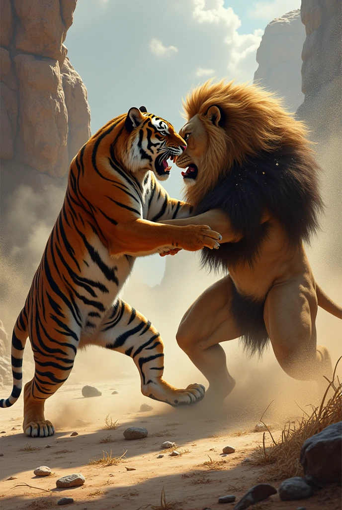 Tiger is betting the Lion in Battle.