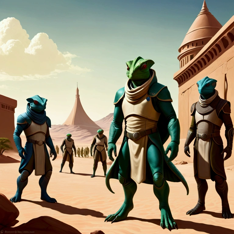 The Zorillians are a reptilian race with chameleon-like abilities, allowing them to blend seamlessly into their surroundings. They are known for their keen intelligence and mastery of stealth, making them formidable opponents in both combat and espionage. Despite their fierce reputation, they are also highly skilled diplomats, often mediating disputes between other alien races.