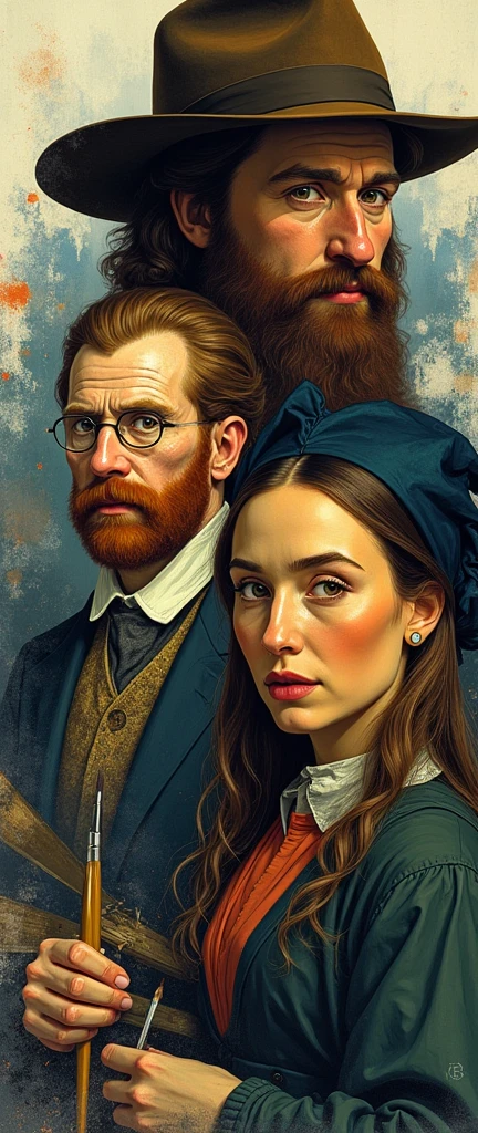 Leonardo the vinchi, Rembrandt, Picasso,vangh Gogh,artist arts in illustrator designs ai genarate photo