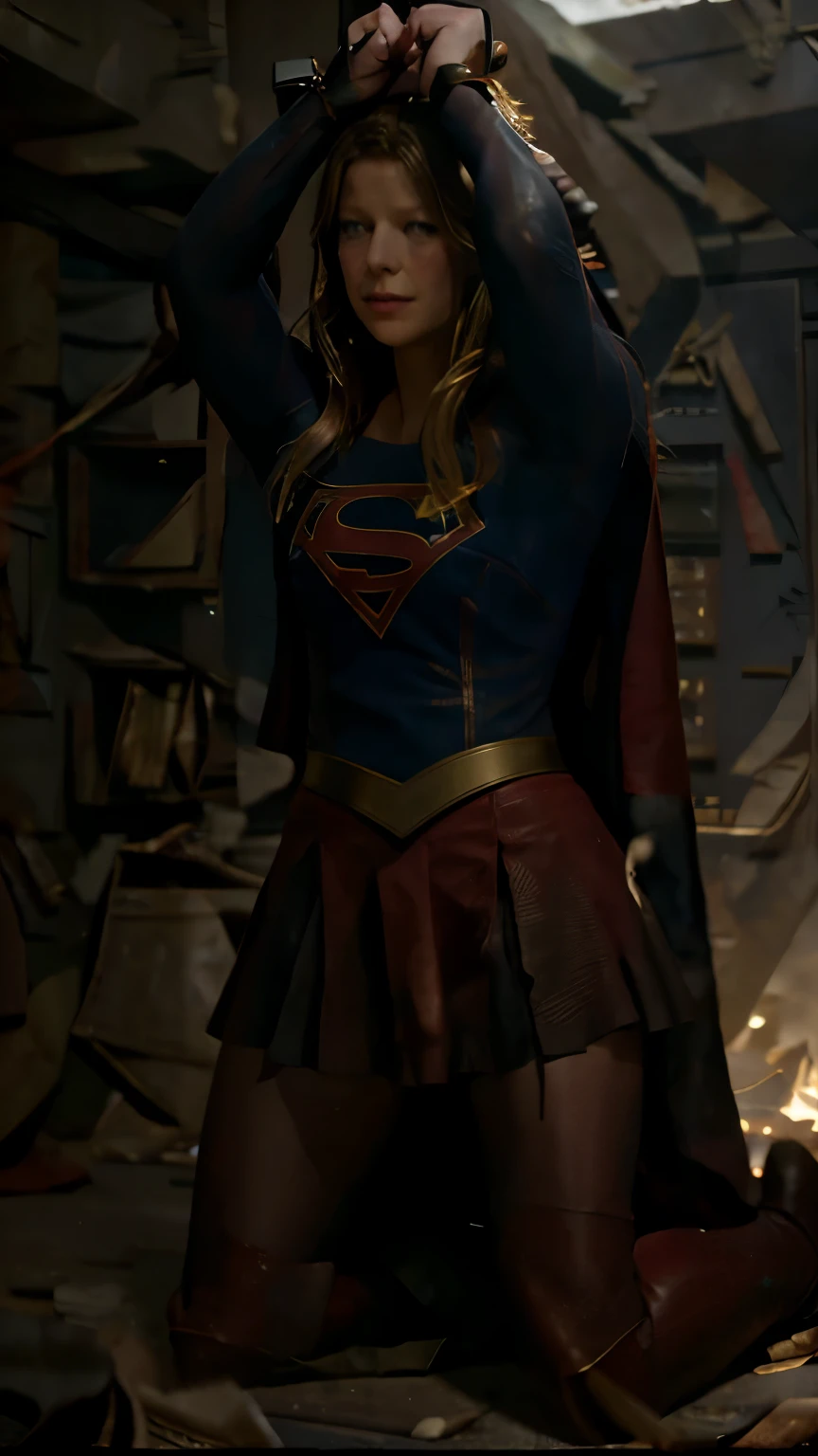 a handcuffed super girl getting raped by an evil squirting, space, space ship, futuristic, bdsm, bondage, , , forced, sexual intercourse, handcuffed, restrained, tattered red skirt, torn skirt, skirt is tattered, skirt is torn, black pantyhose, (Melissa Benoist face), eyes close, unconsciousness, faint, sunlight spot to supergirl, bright room,