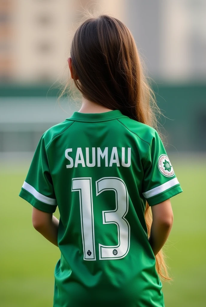 Girl wearing al nassr jersey
From back side