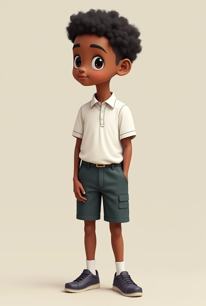 Boy ,School student ,slim,wearing shorts ,black hair , black skin