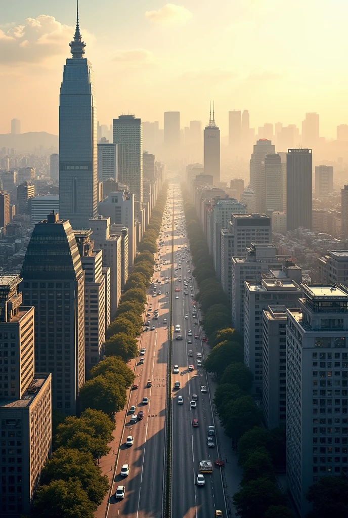 Remove the sign and draw a background of Seoul, South Korea in the 2010s.