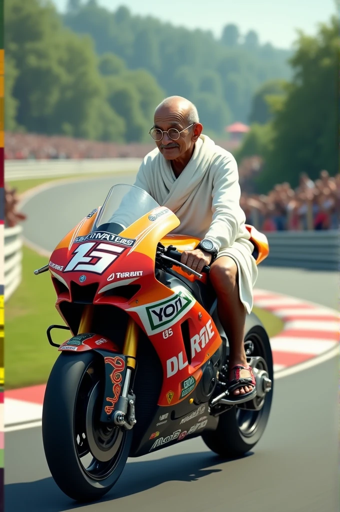 Mahatma Gandhi in moto gp bike ride 