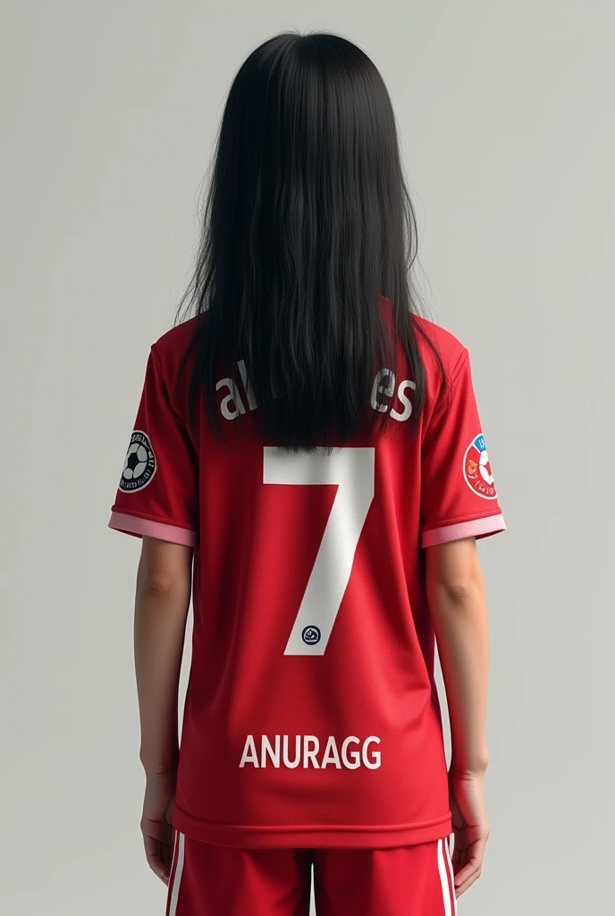 Girl wearing al nassr jersey
From back side jersey number 7 and named ANURAGG