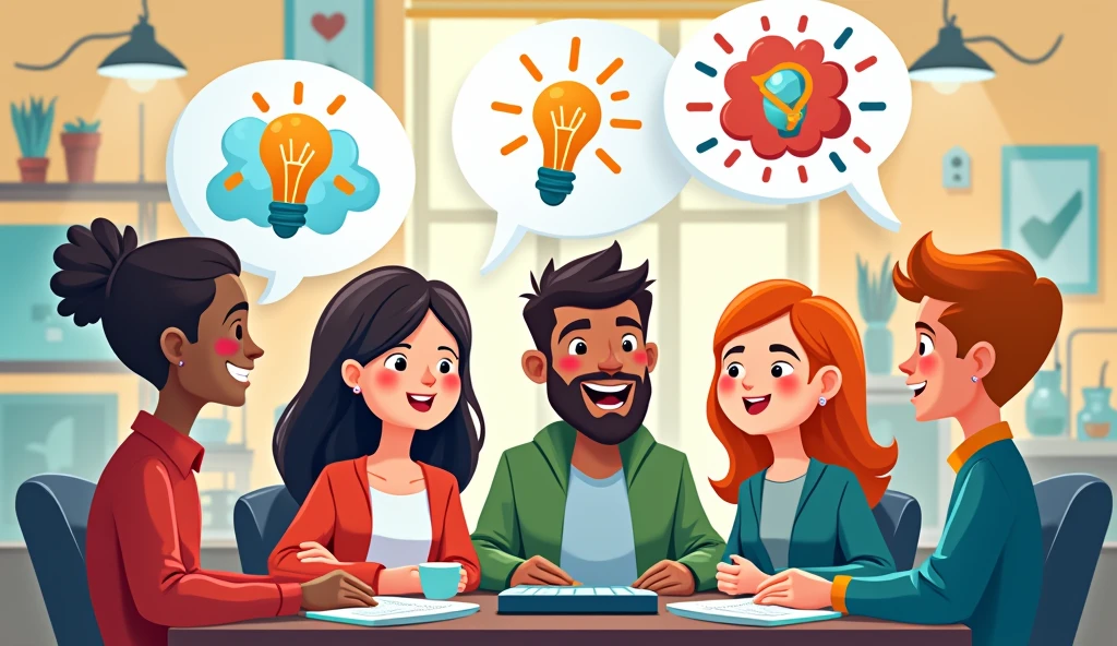 It creates a cartoon style image, in which a working team appears where there is good communication or they know how to convey their ideas.
