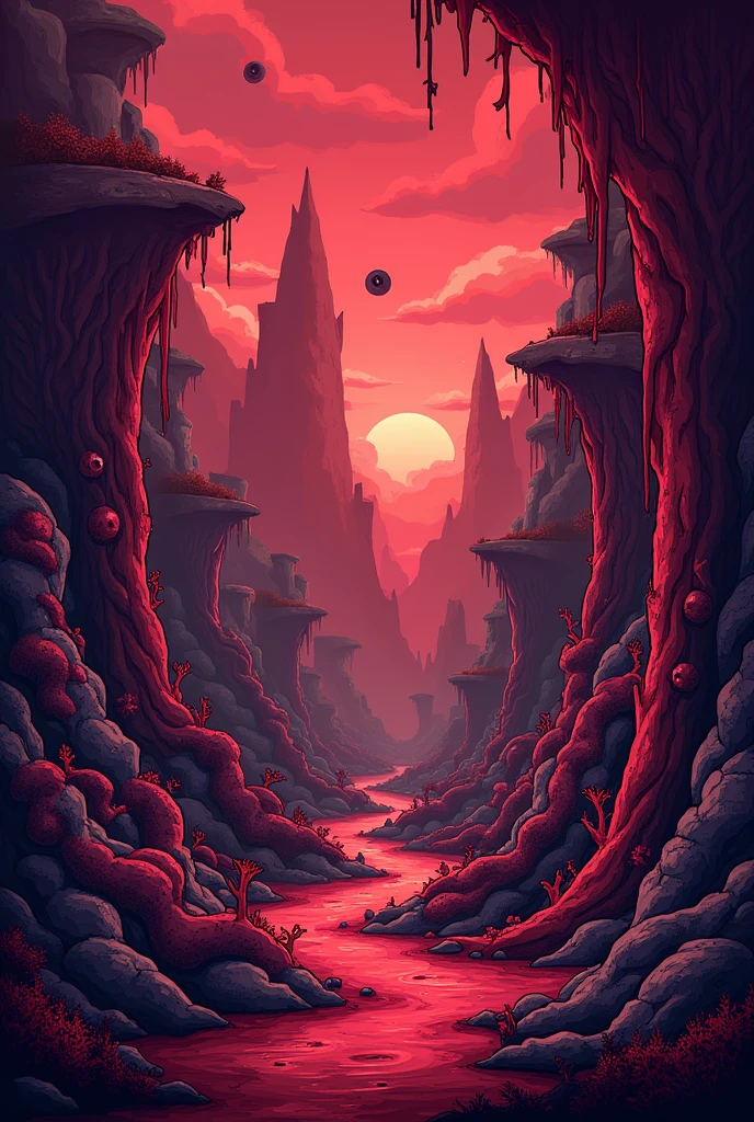 Terraria Crimson Biome Landscape