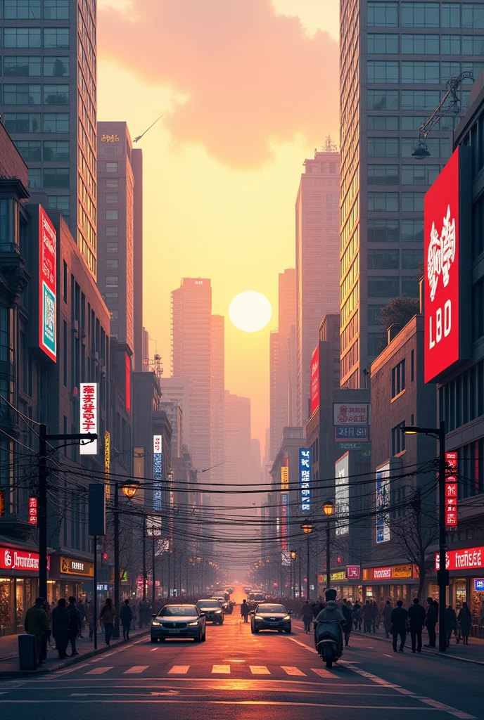 Set the point of view to India, remove the signboard, and draw Seoul, South Korea in the 2000s.