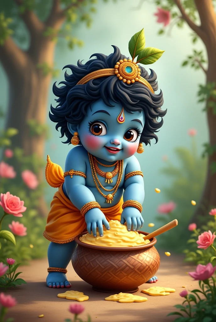 Cute laddu gopal makhan choor blue body 
Krishna childhood 