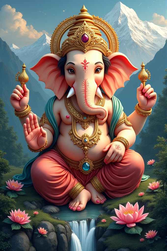 Ganesh decoration with Himalaya theme