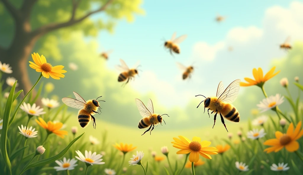 May is warm with sunny skies,
Bees and butterflies arise