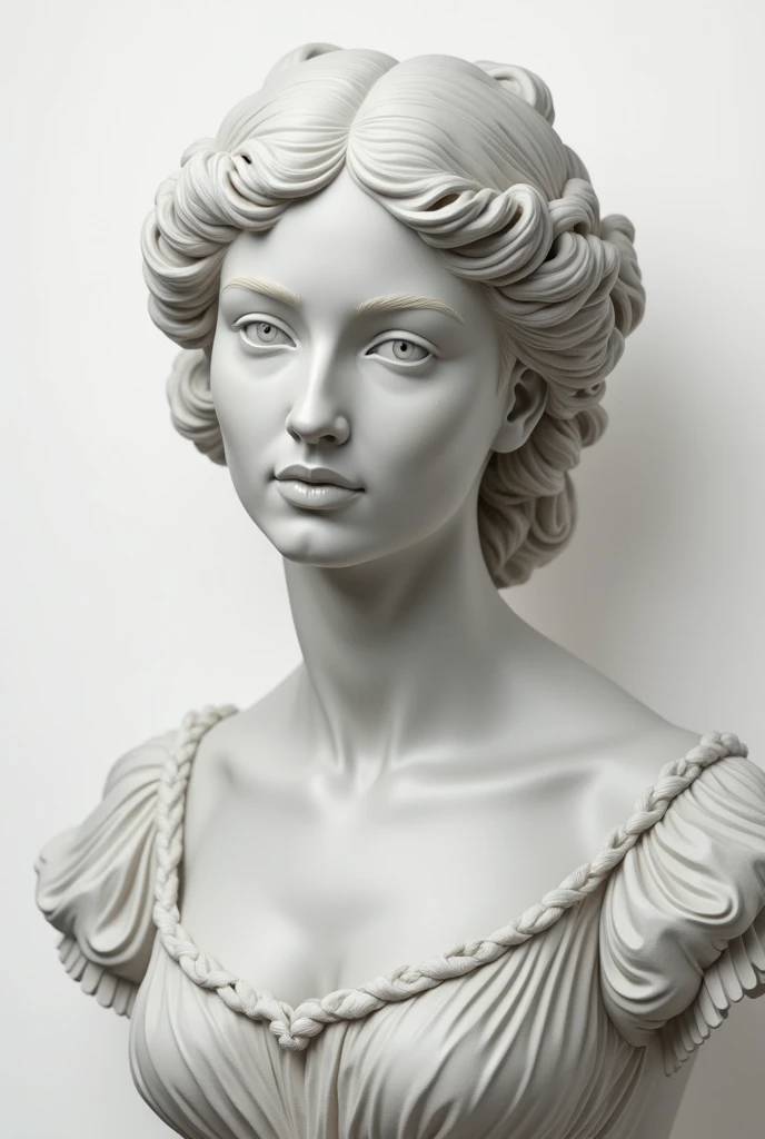A beautiful woman  historical  potrait size  highly textured   statue, white background 