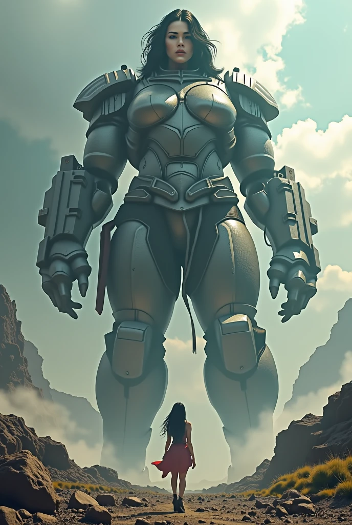A very giant girl looking forward to the confrontation