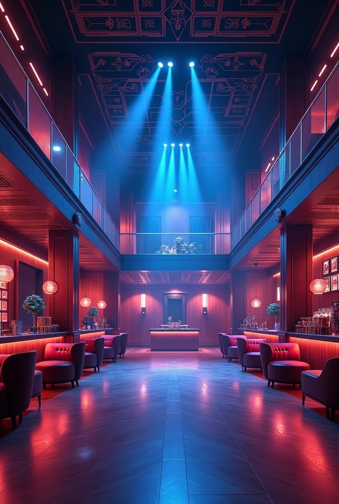 “Plan détaillé d’une boîte de nuit moderne, vue de dessus, 13 mètres sur 23 mètres, incluant 4 loges VIP spacieuses, un bar au fond design avec comptoir en bois et métal, un système d’éclairage sophistiqué avec des jeux de lumiere projetant des faisceaux lumineux sur la piste de danse, des spots LED RGB encastrés pour éclairer l’ensemble de l’espace, des zones de sièges confortables, une scène pour les performances, et tous les autres éléments architecturaux et d’aménagement intérieur. dimensionnement ,haute résolution.” Mezzanine avec balcon surplombant la piste de danse Vide central au milieu de la salle, créant un effet scénique et de hauteur 4 loges VIP avec canapés confortables Bar moderne et épuré au fond de la salle Système d’éclairage sophistiqué avec : Faisceaux lumineux (beam) RGB Projecteurs RGBW pour un éclairage dynamique et multicolore Ambiance générale épurée, minimaliste et moderne, mettant l’accent sur l’architecture et la lumière Le plan devra mettre en valeur l’espace ouvert au centre, la mezzanine surplombante, les loges VIP et le bar design. L’utilisation de la lumière, avec les effets beam et les projecteurs RGBW, sera un élément clé pour créer une atmosphère festive et immersive.
