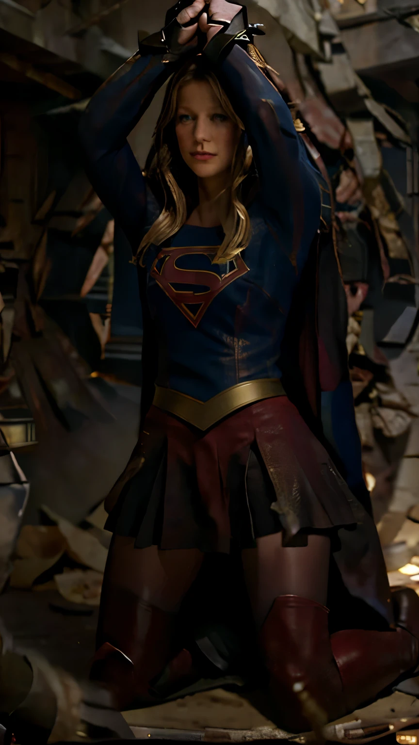 a handcuffed super girl getting raped by an evil squirting, space, space ship, futuristic, bdsm, bondage, , , forced, sexual intercourse, handcuffed, restrained, tattered red skirt, torn skirt, skirt is tattered, skirt is torn, black pantyhose, (Melissa Benoist face), eyes close, unconsciousness, faint, sunlight spot to supergirl, bright room,