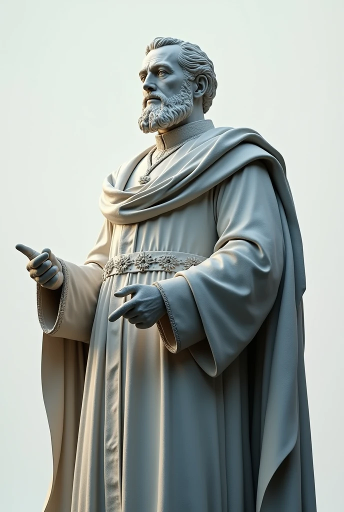 (a detailed statue of a historical figure,white background,high angle view,dramatic lighting,cinematic,photorealistic,extremely detailed,hyper realistic,4k,8k,best quality,masterpiece:1.2),(intricate details,lifelike textures,meticulously sculpted,grandiose,imposing,stately,regal,majestic,awe-inspiring),(dramatic shadows and highlights,chiaroscuro,high contrast,dramatic atmosphere,moody),(bronze statue,marble statue,stone sculpture,classical,renaissance,neoclassical,baroque)