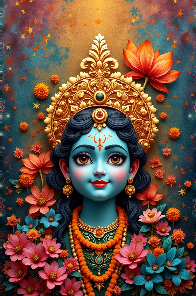 Generate a collage wishing happy Krishna jayanthi to letters D A A S , Middle part should contain the wish and around it the letters "D", "A","A","S". Make it beautiful. Only 4 LETTERS and use each letter only once