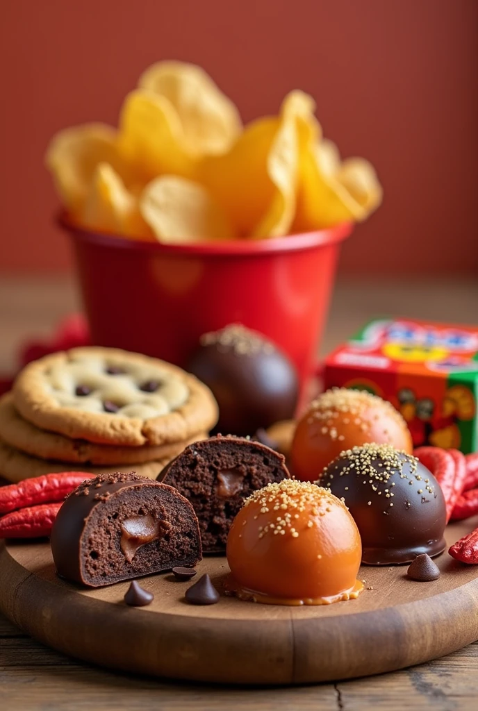 chocolates.
cookies.
takis.
Chewing gum.
