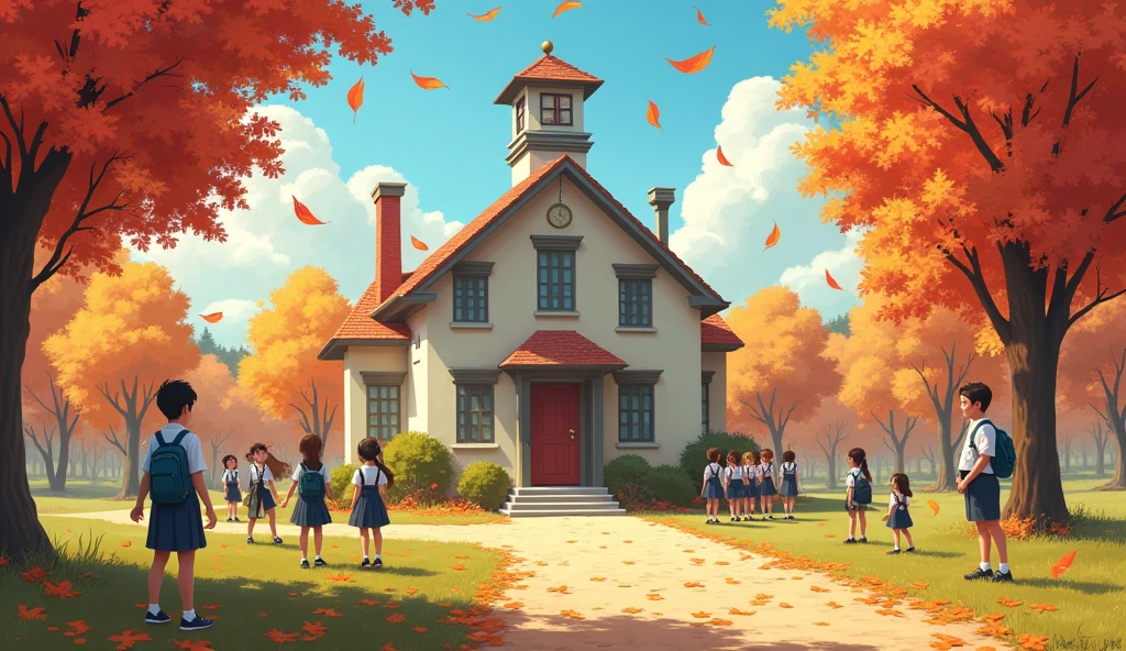 September’s school bells ring,
Autumn leaves begin to sing.