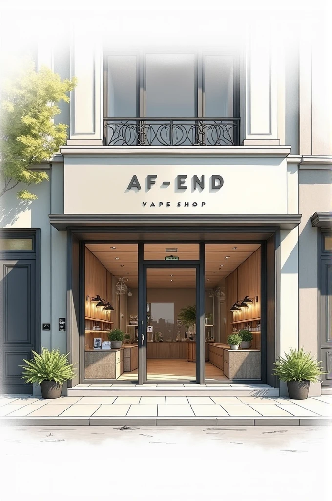 exterior drawing for vape shop