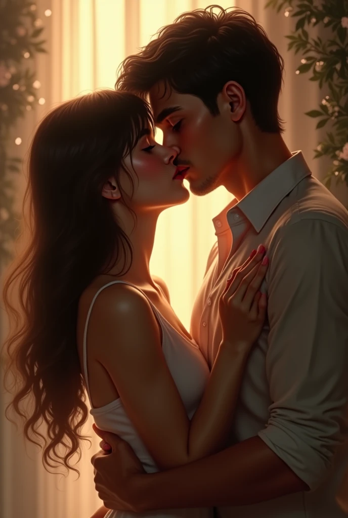 A girl and boy doing lip locks