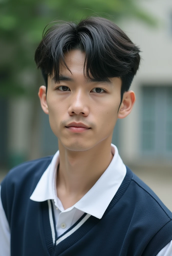 An ordinary Chinese male high school student,short hair,Wear a sports school uniform,20 years old,student,photo,Reality,Photos of life