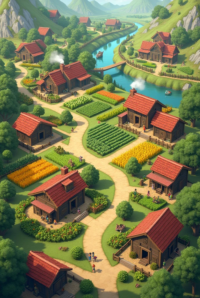 Agriculture society
With houses and farms ang rivers