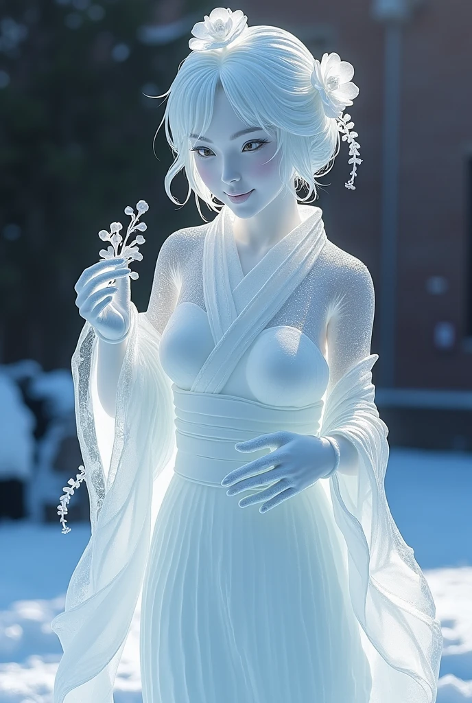 (ice - carving:1.4),Movie Angle,(Fan Bingbing,  ice sculpture girl,Anatomically correct,full bodyesbian,Masterpiece ice sculpture camellia,Representative work Hanfu,Smile,sexy,full body arts,traditional arts,erotic arts,Queen arts,Amazing body arts,Amazing hear style,traditional japanese girls,japanese geisha, japanese artworks) 