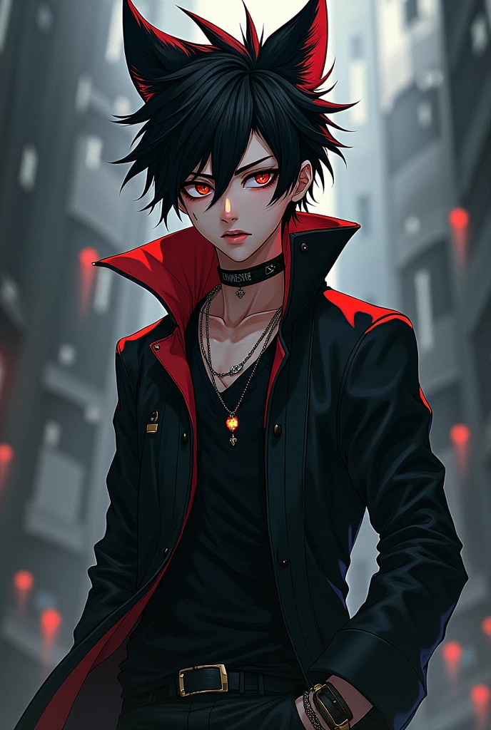 Emo, crazy, wolf cut, tall, anime guy - SeaArt AI