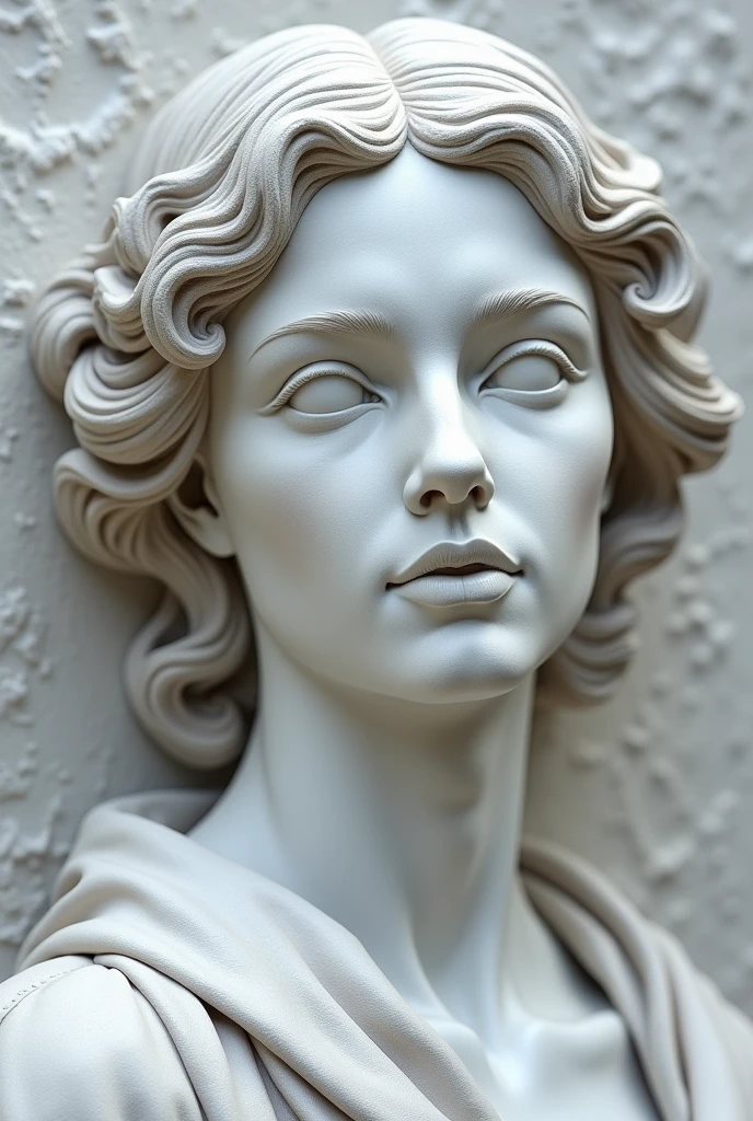 A beautiful woman historical potrait size grey colour stone sculpture with extremely textured white background