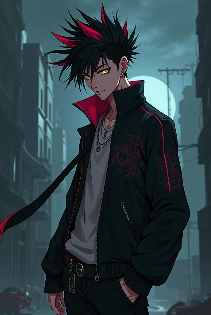 Emo, crazy, wolf cut, tall, anime guy