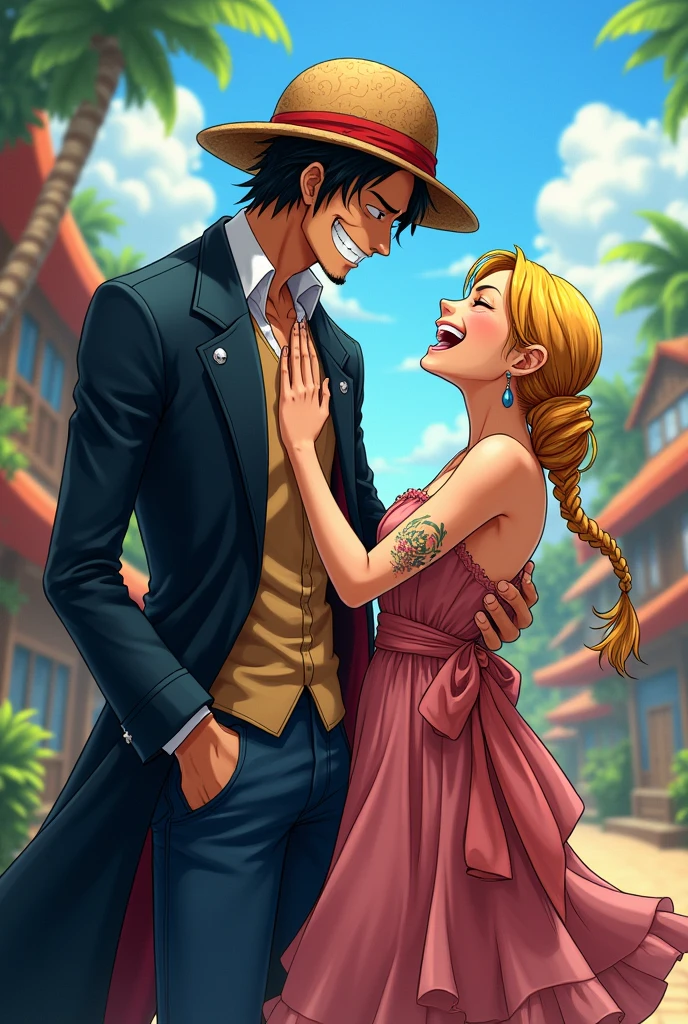 Trafalgar law from one piece tickles a girl 