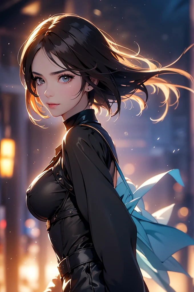 (at night), in a video game scene in the background, a beautiful city at night, raining, alone, standing looking straight ahead, military clothing with military green skirt and pants, black gloves, semi-short hair, ((semi-short hair)), 1 girl, 30 years old, young woman, perfect hands, Beautiful fingers, Beautiful long legs, Beautiful body, Beautiful nose, Beautiful character design, perfect face, looking straight at the viewer with a serious gesture, very upset looking at the viewer, she has a black whip in her hand (focusing on her face), closed mouth, smile_light, official art, extremely detailed CG unity 8k wallpaper, perfect lighting, bright and colorful front lighting, skin glossy (masterpiece: 1.0), (best_quality: 1.0), ultra high resolution, 4k, ultra detailed photography, 8K, hdr, high resolution, nonsense:1.2, Kodak portrait 400, film grain, blurred background, bokeh:1.2 , Lens flare, (vibrant_color:1.2), professional photography, (Beautiful, breasts: 1.4), (Beautiful_face: 1.5), (narrow waist),
