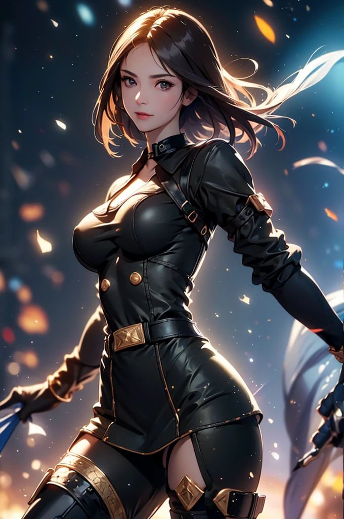 (at night), in a video game scene in the background, a beautiful city at night, raining, alone, standing looking straight ahead, military clothing with military green skirt and pants, black gloves, semi-short hair, ((semi-short hair)), 1 girl, 30 years old, young woman, perfect hands, Beautiful fingers, Beautiful long legs, Beautiful body, Beautiful nose, Beautiful character design, perfect face, looking straight at the viewer with a serious gesture, very upset looking at the viewer, she has a black whip in her hand (focusing on her face), closed mouth, smile_light, official art, extremely detailed CG unity 8k wallpaper, perfect lighting, bright and colorful front lighting, skin glossy (masterpiece: 1.0), (best_quality: 1.0), ultra high resolution, 4k, ultra detailed photography, 8K, hdr, high resolution, nonsense:1.2, Kodak portrait 400, film grain, blurred background, bokeh:1.2 , Lens flare, (vibrant_color:1.2), professional photography, (Beautiful, breasts: 1.4), (Beautiful_face: 1.5), (narrow waist),
