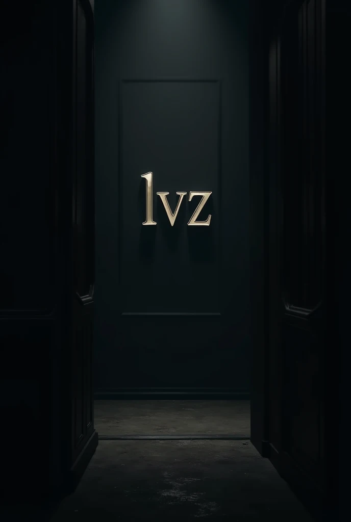 A realistic image of a black room with my name LVZ on it 