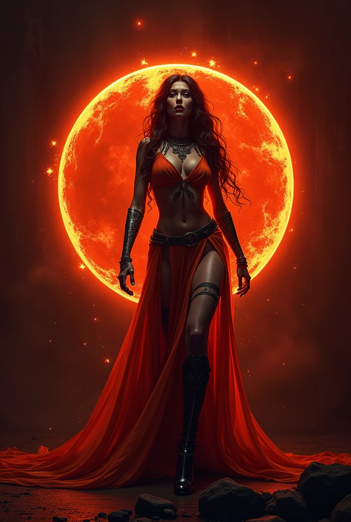 Create a logo with gfx and use the name APELbCINOBA9I and the game theme lust goddess in orange style, give me the same in neon color, increase graphics and improve colors, make it look like 4k image, improve graphics до уровня бога, improve graphics, make it hardcore, use hardcore fonts, add animation, other design