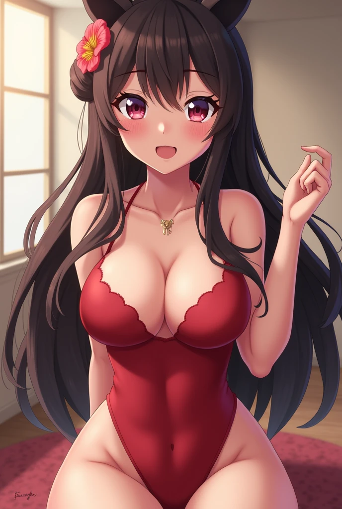 Big boobs hentai anime girl with a huge dildo between her boobs
